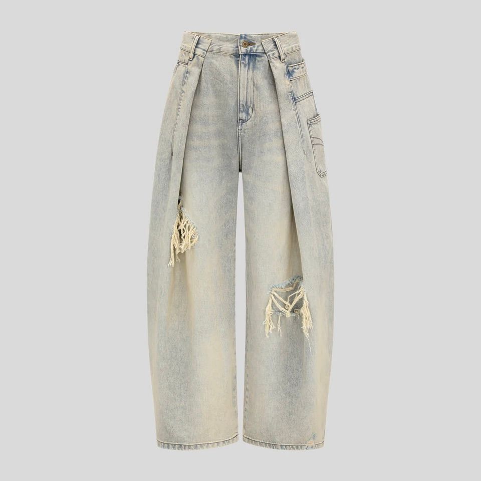 【残り一点】Light Blue Washed Deconstructed Denim Pants