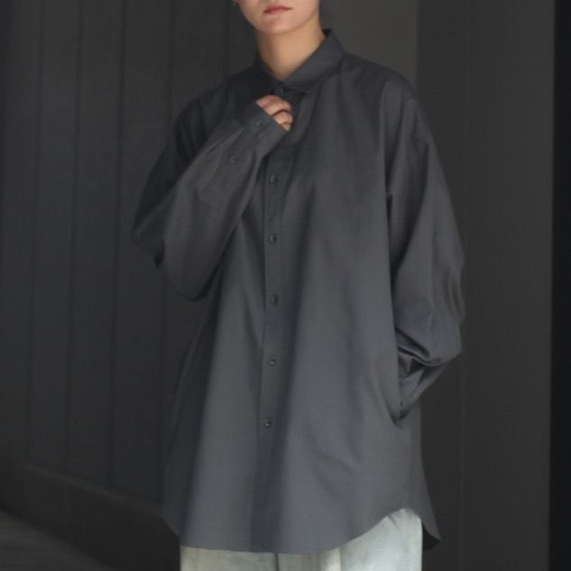 【残りわずか】Cotton Cashmere Oxford Oversized Long Shirt - 02 (MEN_S)