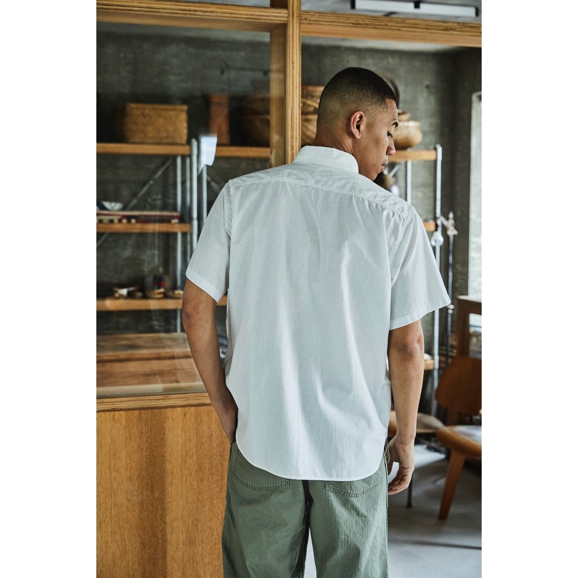 【残り一点】Short Sleeve White Chambray Work Shirt