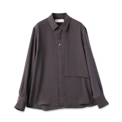 【残り一点】Dry Double Satin Asymmetrical Long Sleeve Shirt
