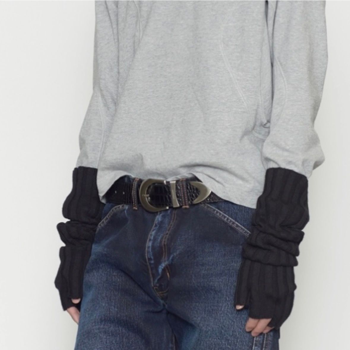 【残り一点】Crocodile Embossed Leather Belt