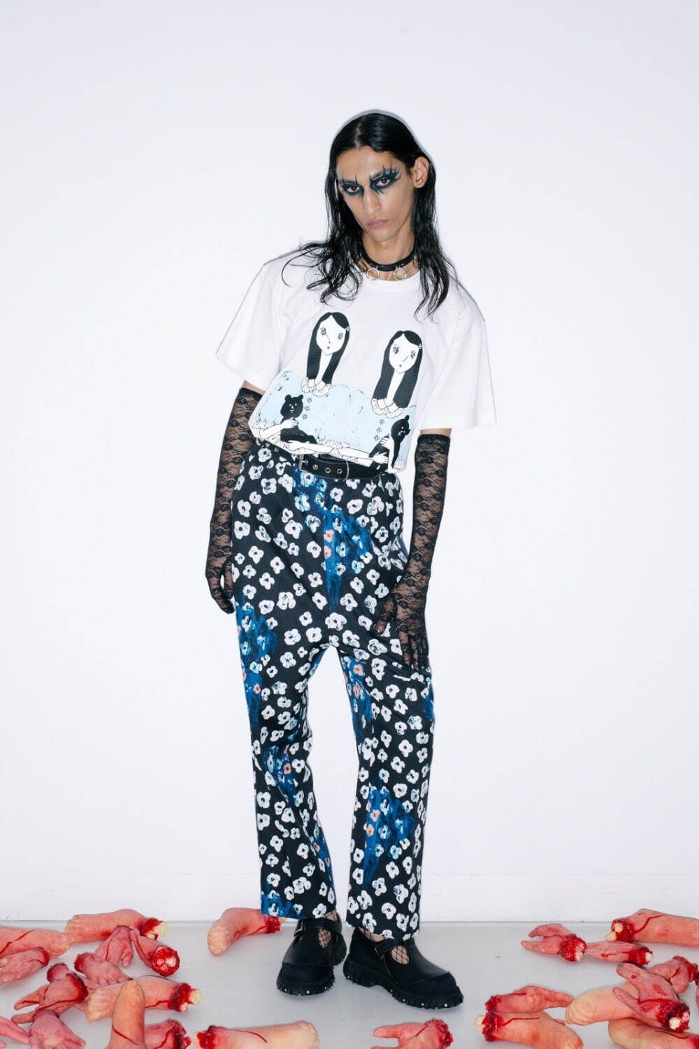 カ*ズ様 定価46200円 KIDILL パンクグラフィック　パッチワークデニム KIDILL(キディル) / 21AW/パッチワークデザインデニムパンツ