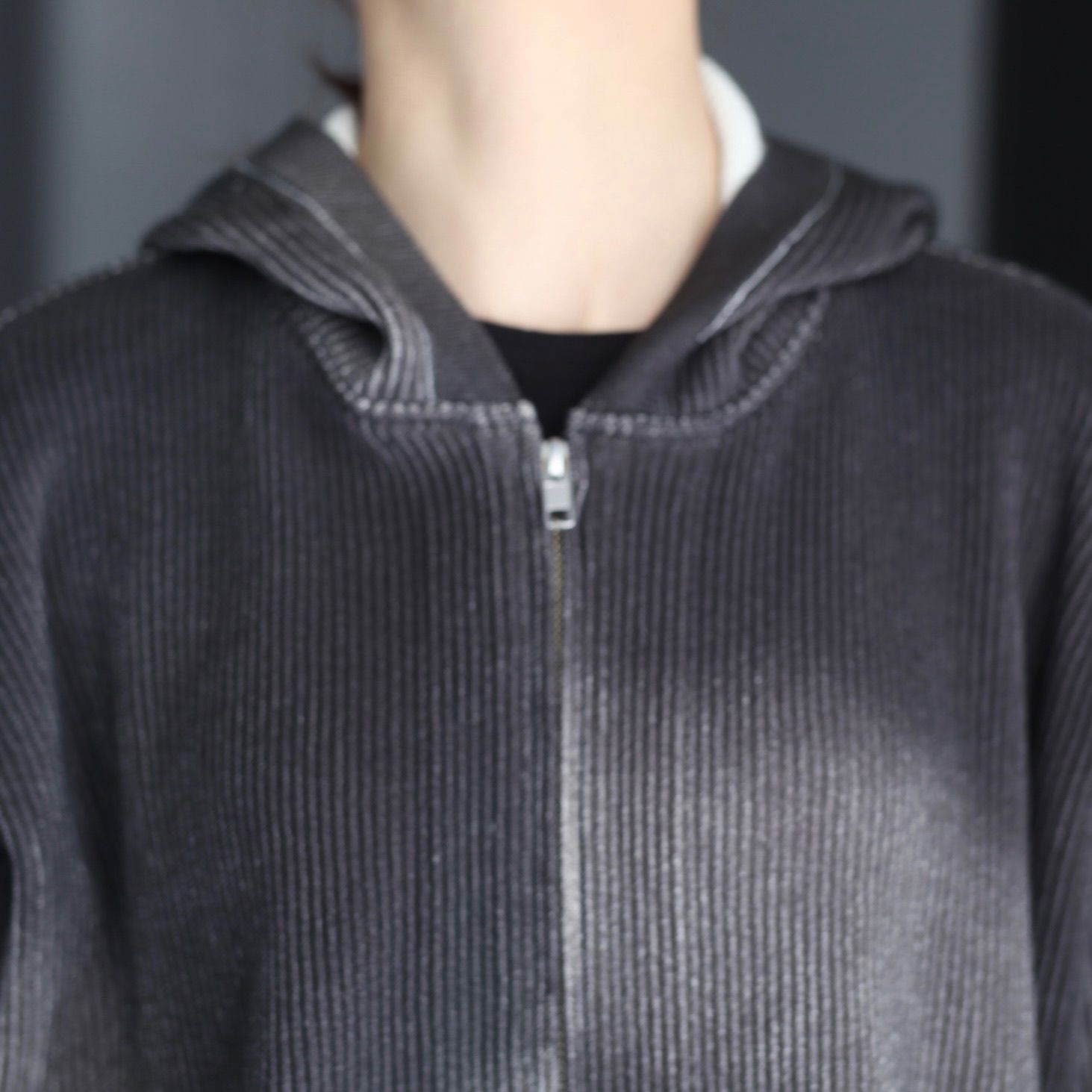 ssstein - 【残り一点】Discoloration Rib Knit Zip Hoody