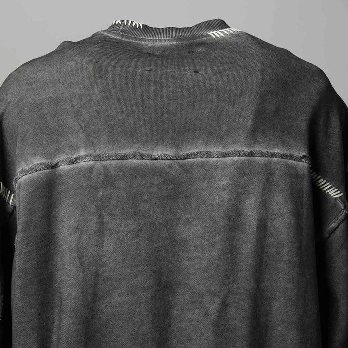 【残り一点】Heavy-Weight Sweat Embroidery Damage Over-Dye Crew Neck Pullover