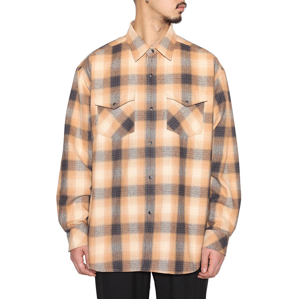【残り一点】Ombre Check Western L/S SH