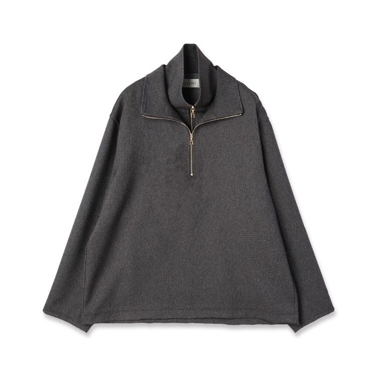 【残り一点】Faux Denim Layered Stand Collar Pullover
