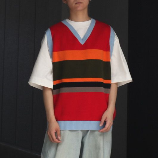 パターン 新品 TTT_MSW 22AW Border Knit Vest ニット ベスト | ccfl.ie