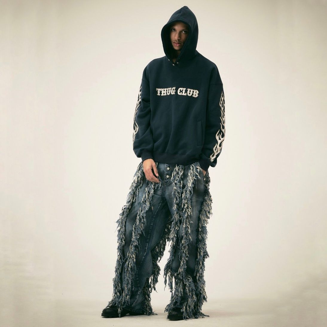 【残り一点】Leather Flame Hoodie