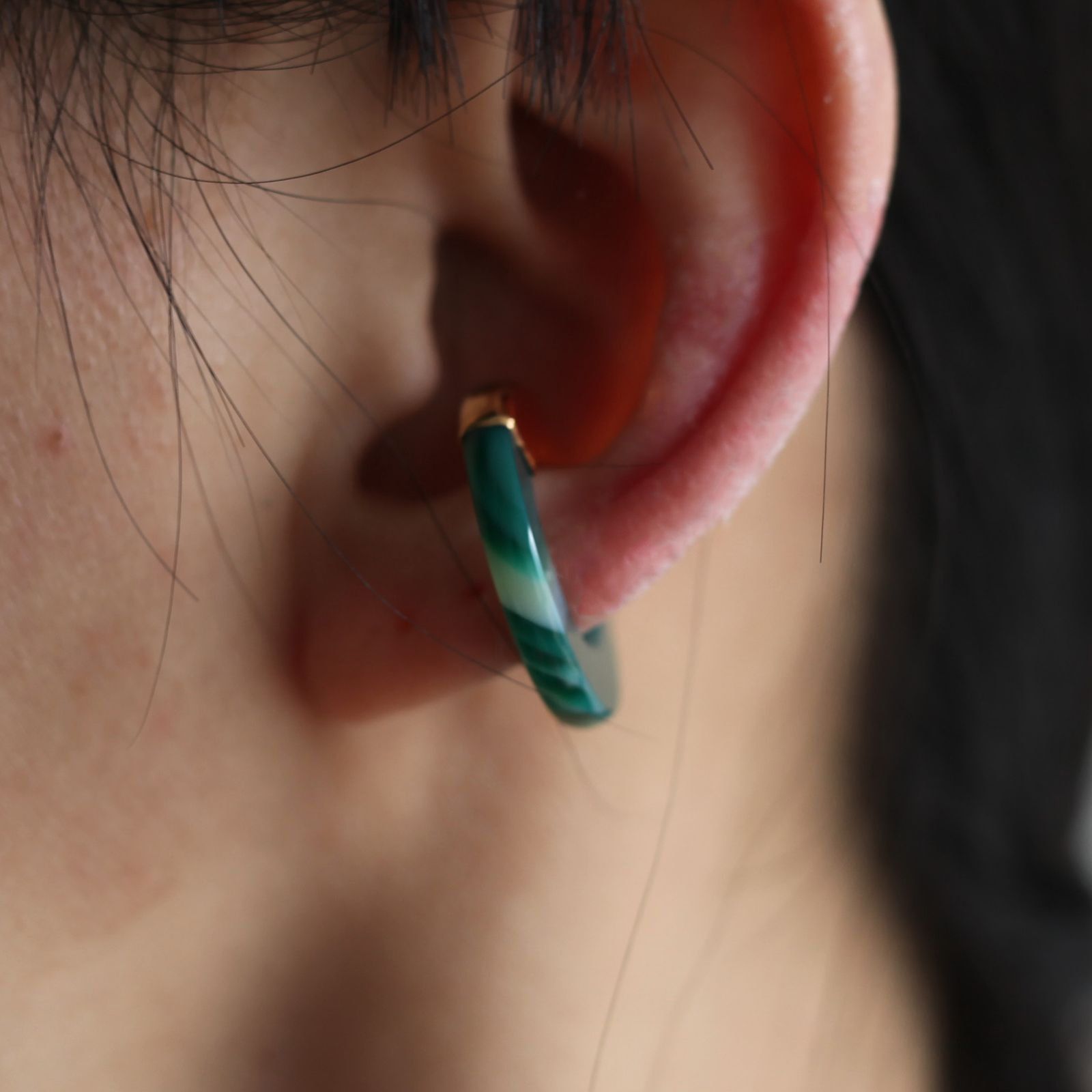 PREEK - 【お取り寄せ注文可能】Ukishima Green Agate Ear Cuff(片耳用