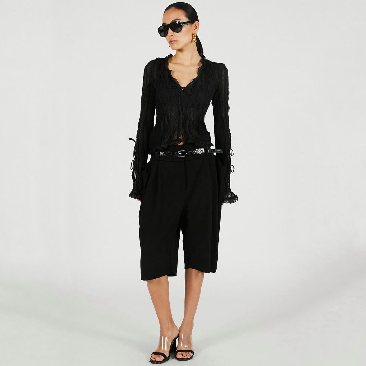 【残り一点】Sheer Dot Slim Shirt