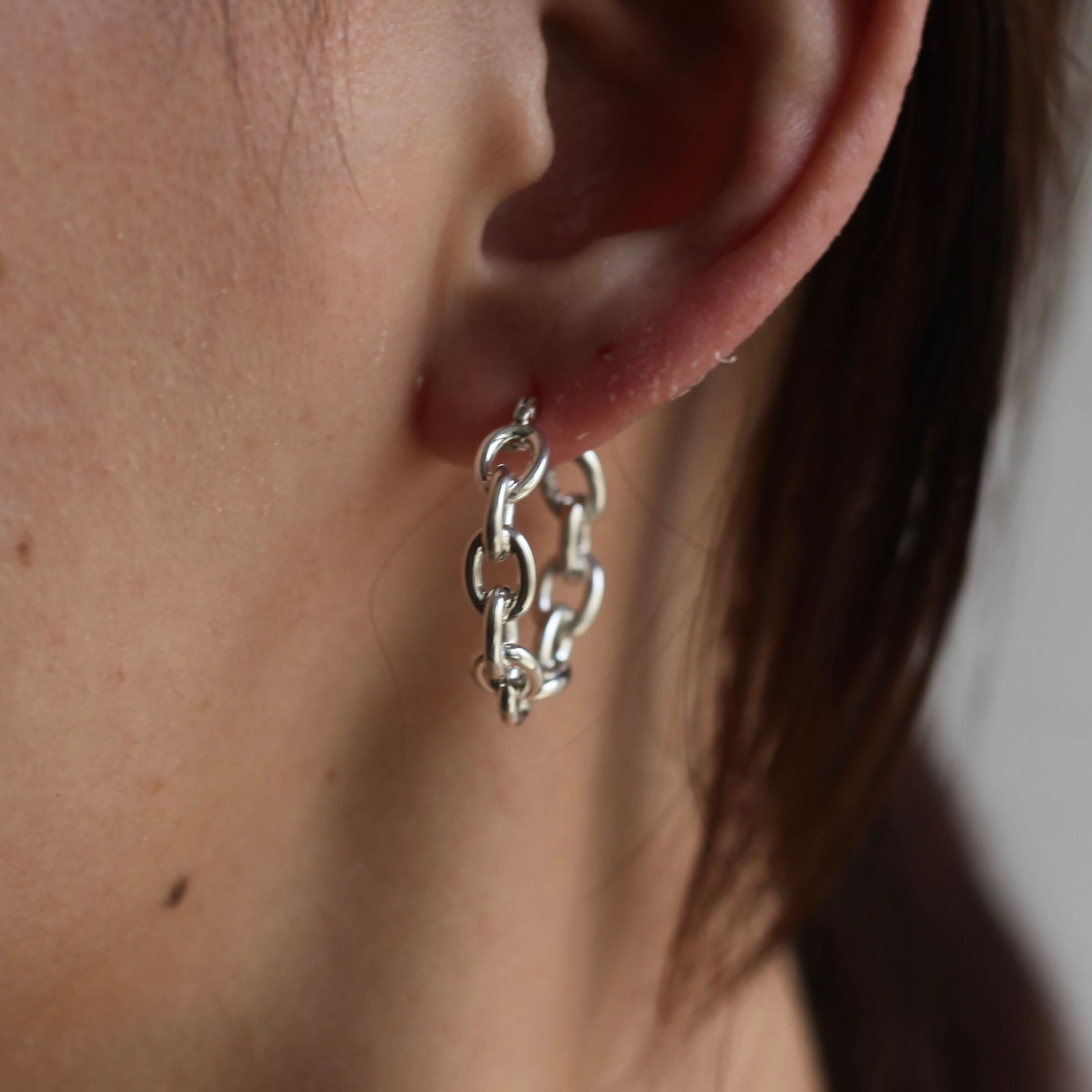 【お取り寄せ注文可能】Oval Link Hoop Earring(SILVER_片耳用)