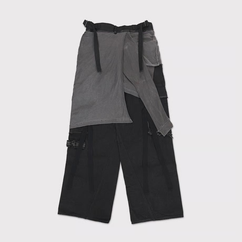 【残り一点】Slash Seam Twist Cargo Jeans with Wrapped(NOIR)