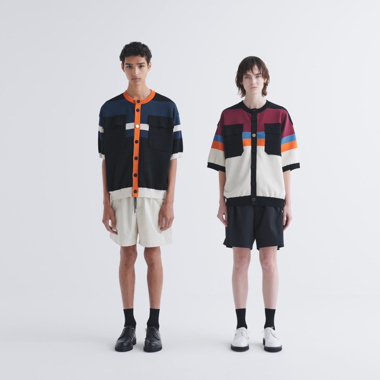 【残り一点】Collarless Buttoned Short Sleeve Knit Jacket