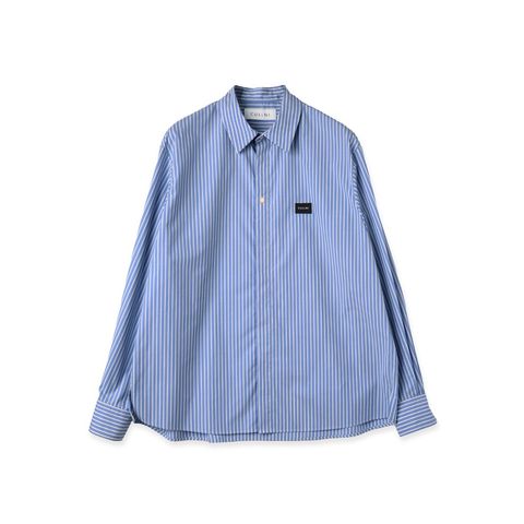 【残り一点】High Count Broad Embroidery Patch Stripe Shirt