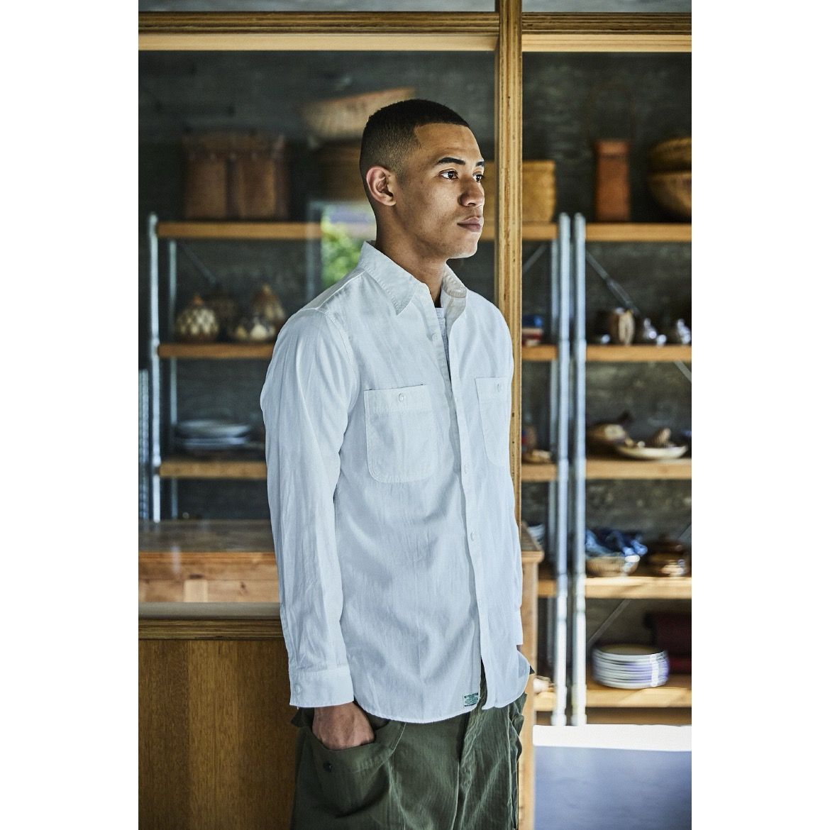 【残りわずか】White Chambray Work Shirt