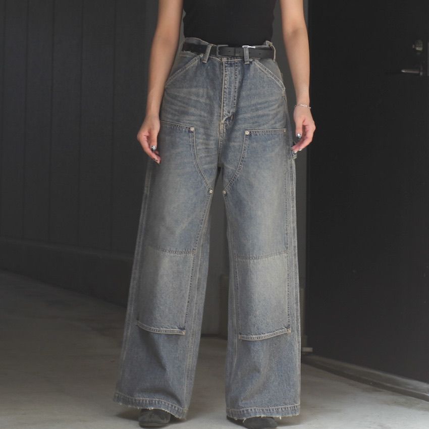 【残りわずか】Vintage Washed Painter Denim Wide Pants