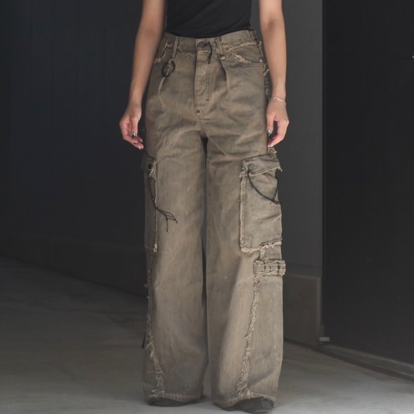 【残り一点】Cut Off Slash Seam Twist Cargo Jeans