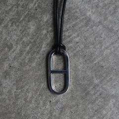 【残り一点】Anchor Leather Necklace Large(BLACK LEATHER×SILVER)