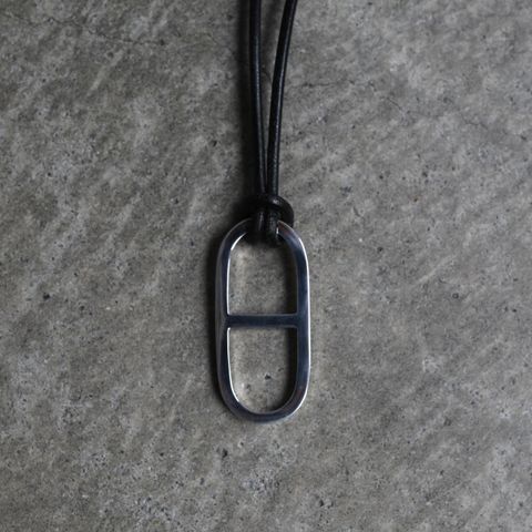 【残り一点】Anchor Leather Necklace Large(BLACK LEATHER×SILVER)
