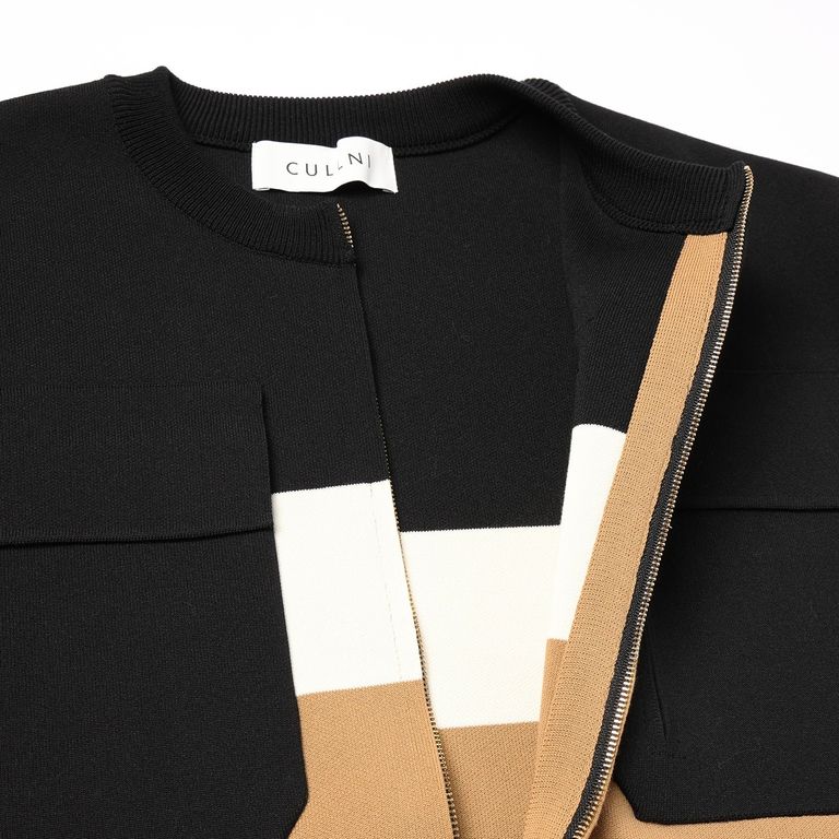 CULLNI - 【残り一点】Big Pocket Zip Up Collar Less Knit Jacket 