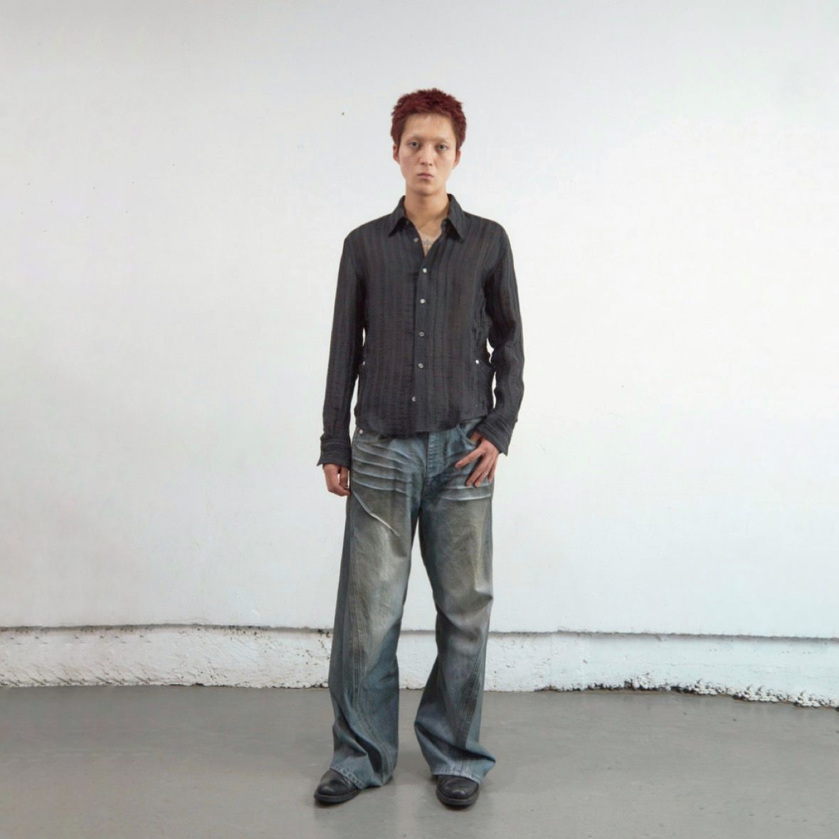 【残りわずか】3D Twisted Wide Leg Jeans