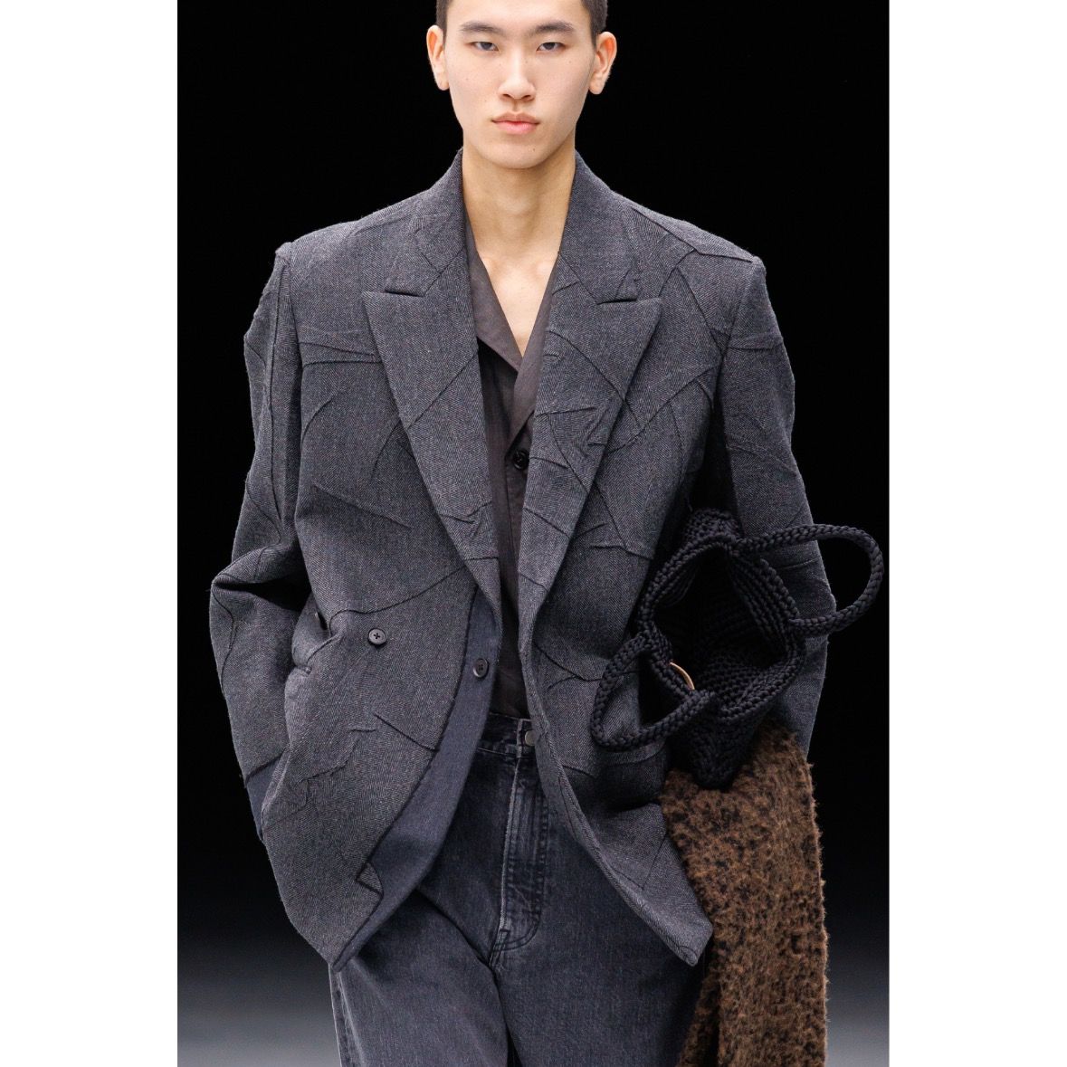 【残り一点】Needlepunched Wool Tweed Double Breasted Jacket