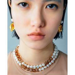 【お取り寄せ注文可能】Baroque Pearl Cracked Crystal Double Necklace