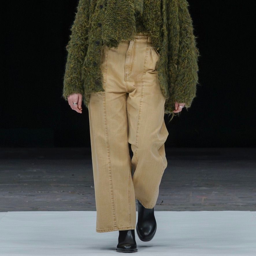 【残り一点】Vintaged Wash Denim 3pleated Wide-Leg Trousers