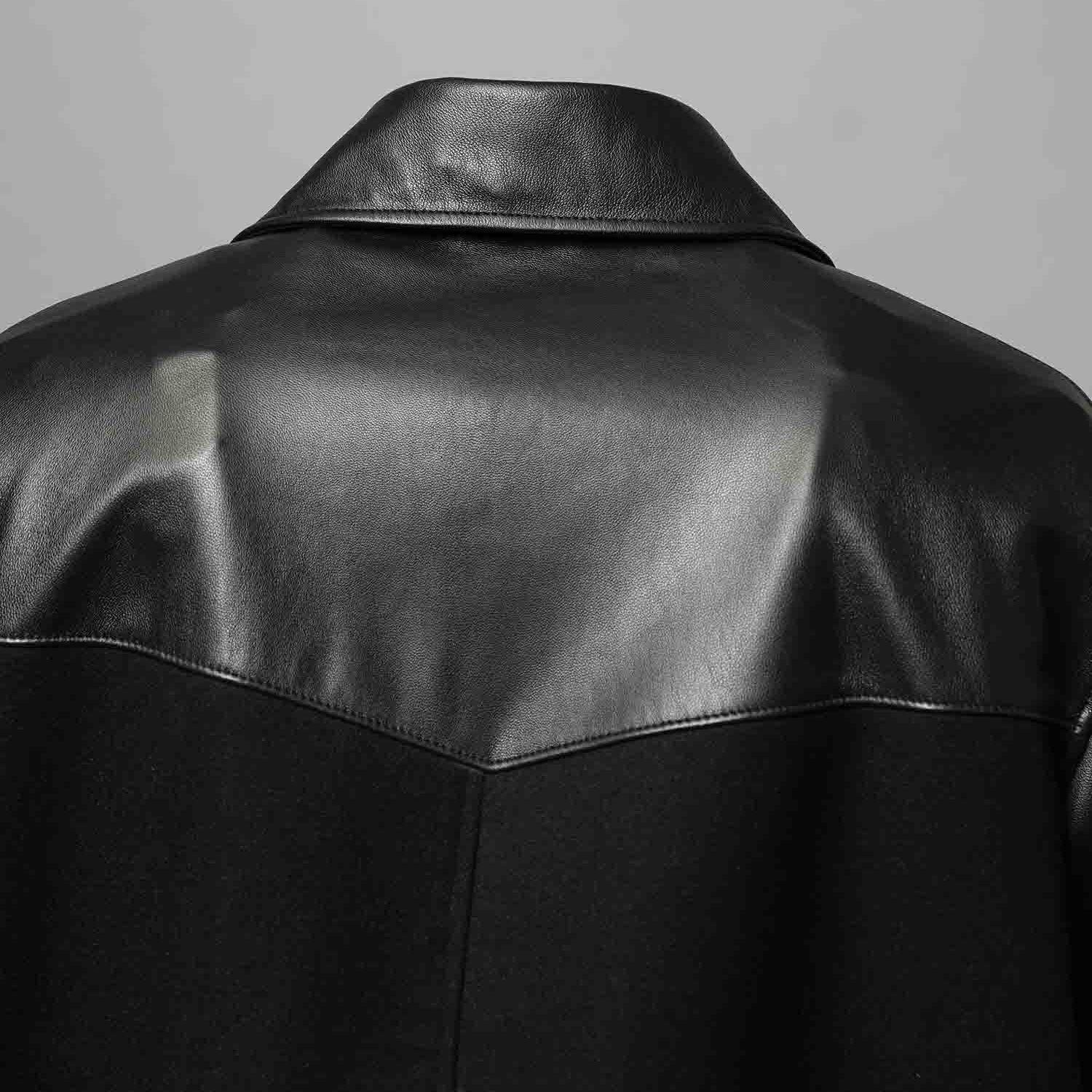 【残り一点】Sheep Leather Melton Combination Pea Coat