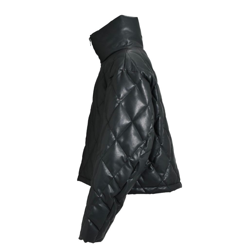 【残り一点】Faux Leather Quilting Down Jacket