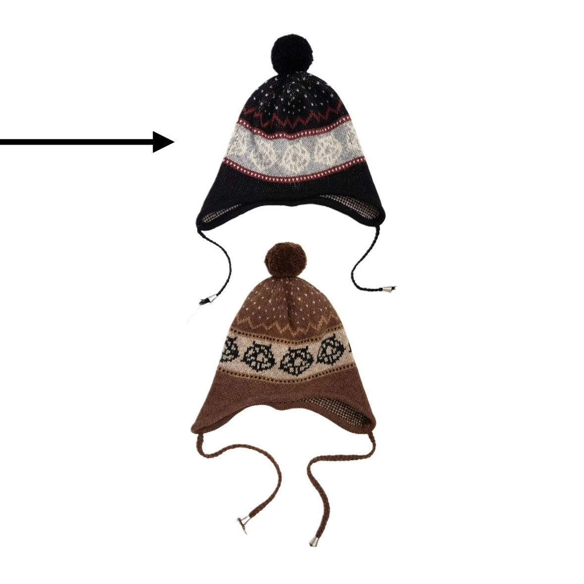 【残り一点】Wool Knit Flap Pompom Beanie