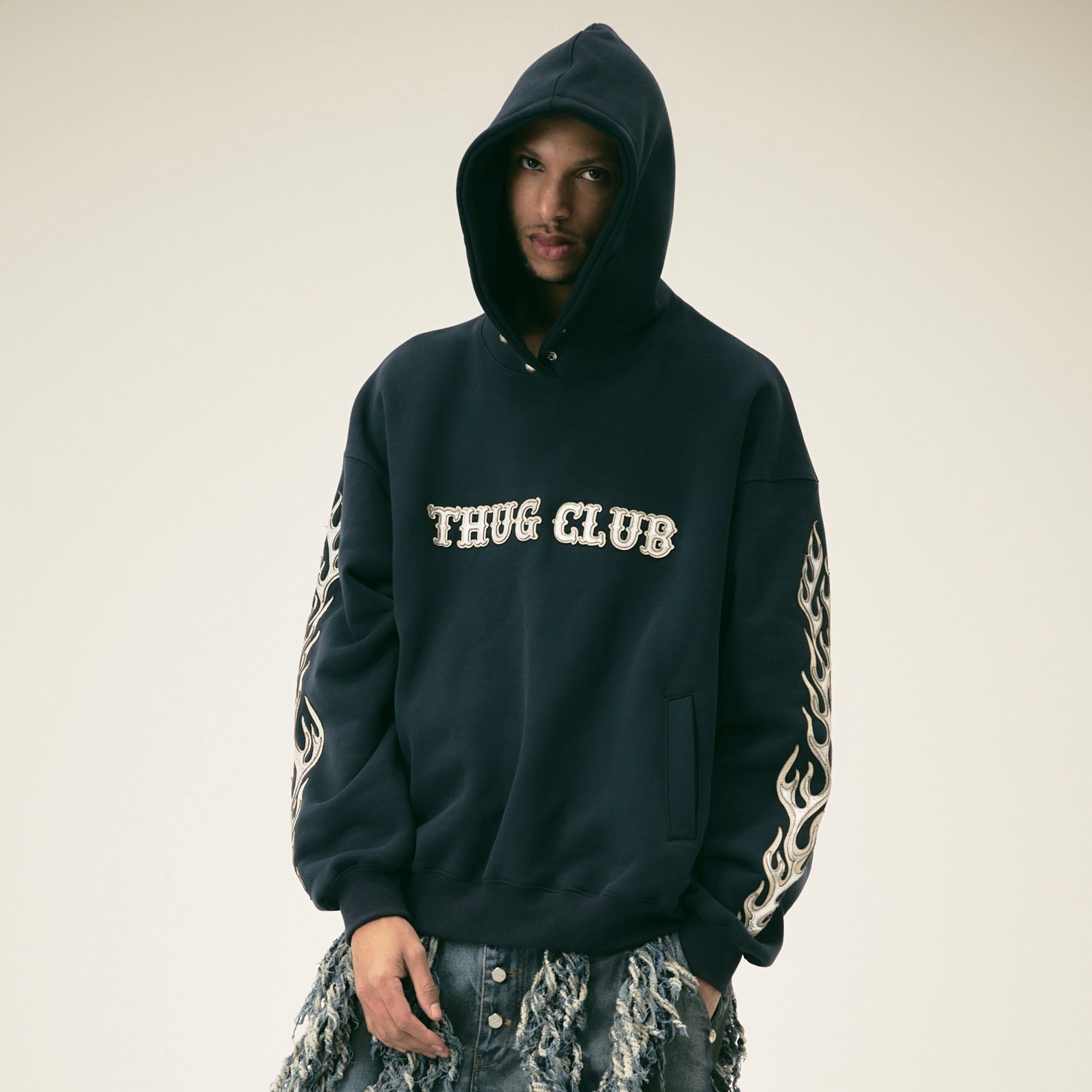 【残り一点】Leather Flame Hoodie