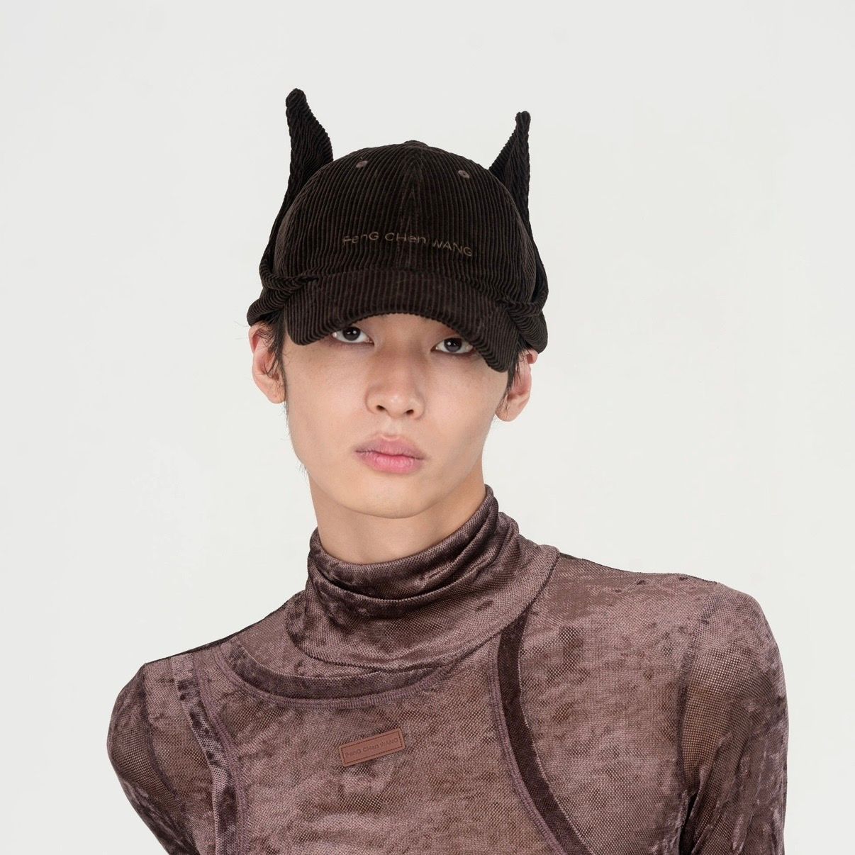 【残り一点】Brown Washed Corduroy Cat Earflap Baseball Cap