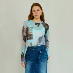 【残り一点】フォトコラージュメッシュトップス