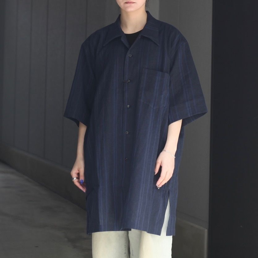 【残り一点】ポケットオープンカラーシャツ(LINEN/COTTON)