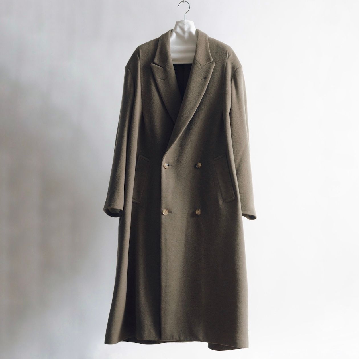 【残り一点】Draped Dart Wool Cashmere Chesterfield Coat