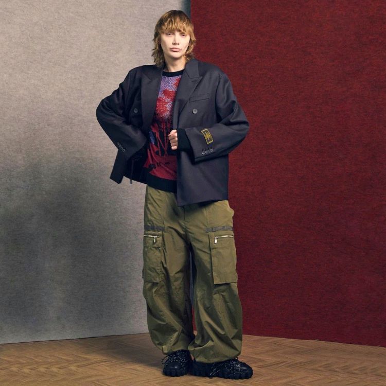 【残り一点】48/2 4Colors Chambray Wool Prime-Over Double Jacket
