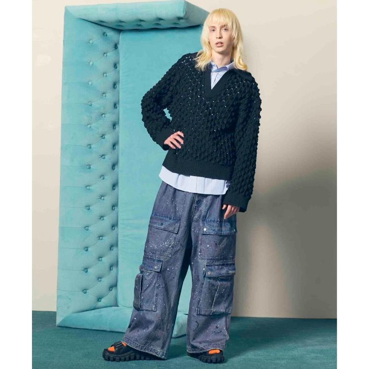 【残り一点】Double Big Pocket Prime-Wide Denim Cargo Pants