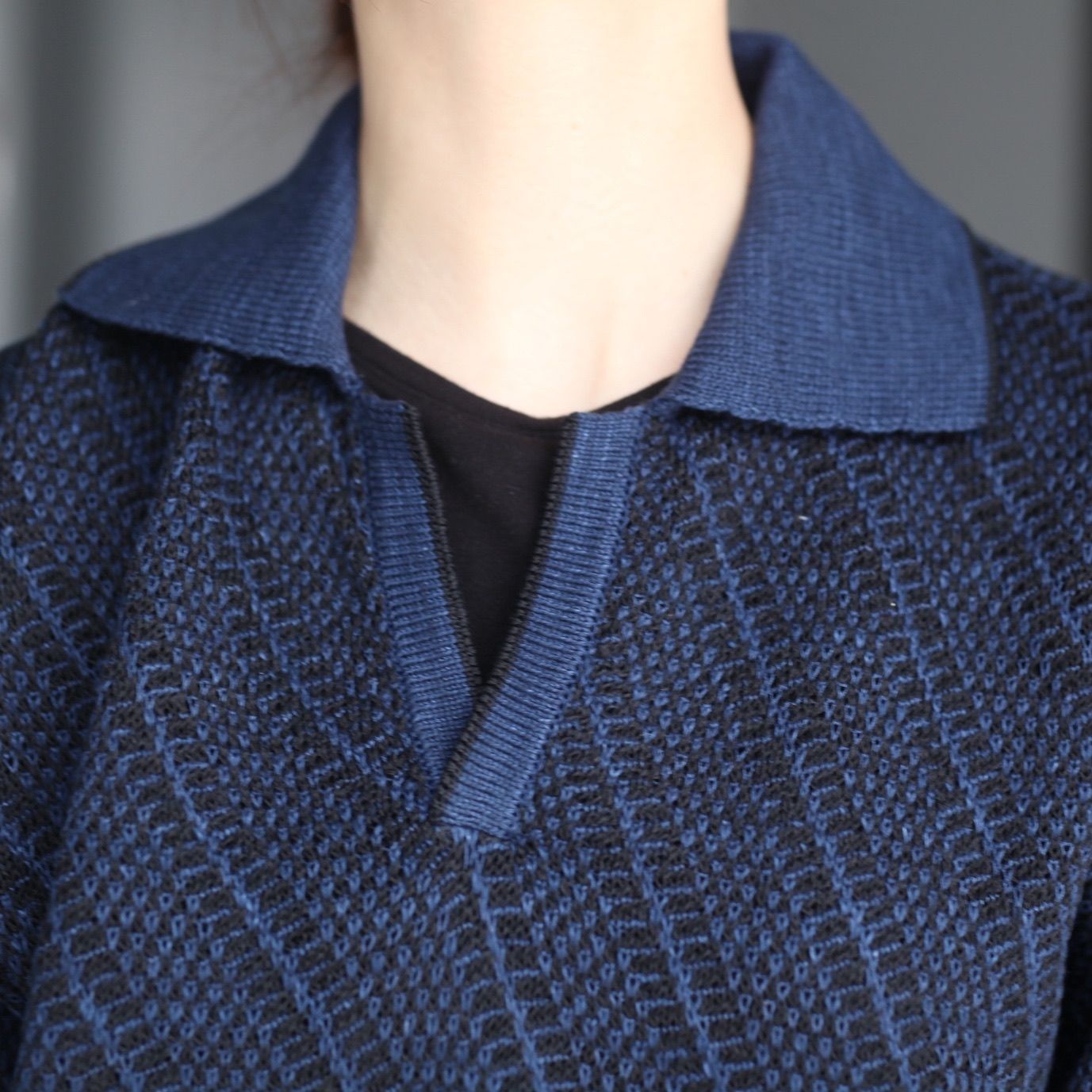 【残り一点】Diagonal Knit Skipper Shirt