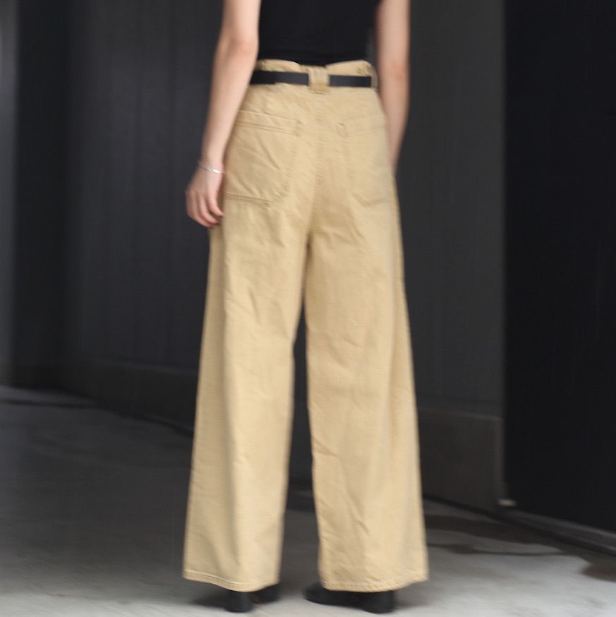 【残り一点】Vintaged Wash Denim 3pleated Wide-Leg Trousers