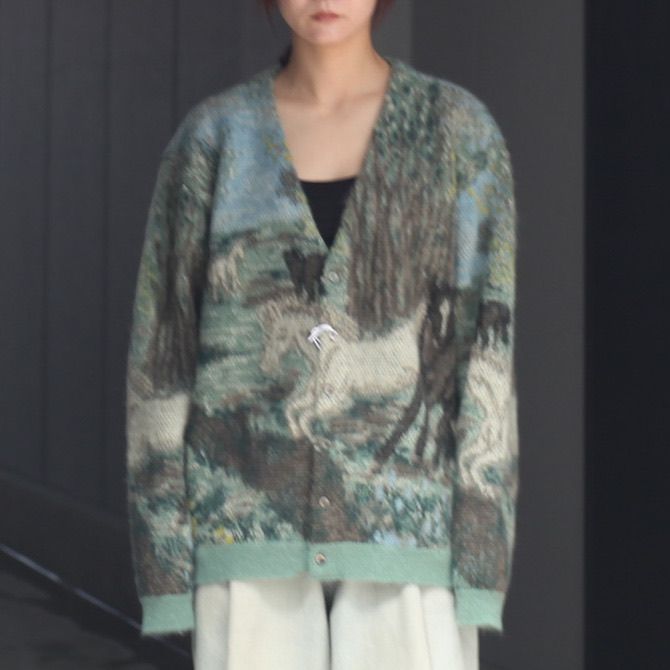 【残りわずか】Horse Jaqucard Mohair Cardigan