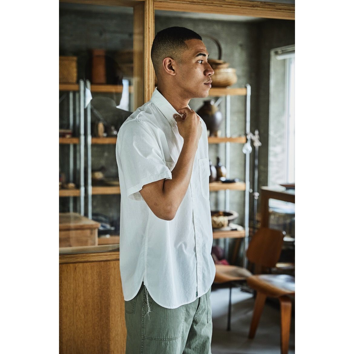 【残り一点】Short Sleeve White Chambray Work Shirt
