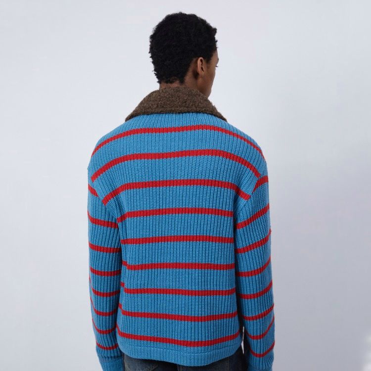 【残り一点】Argyle&Stripe Half Zip-up Cardigan