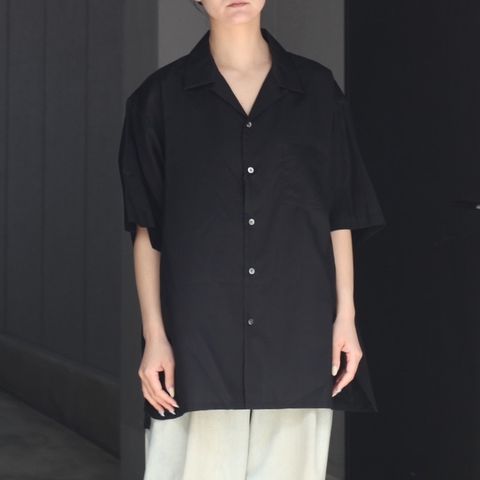 【残りわずか】Silk Cupro Twill Open Collar S/S Shirt