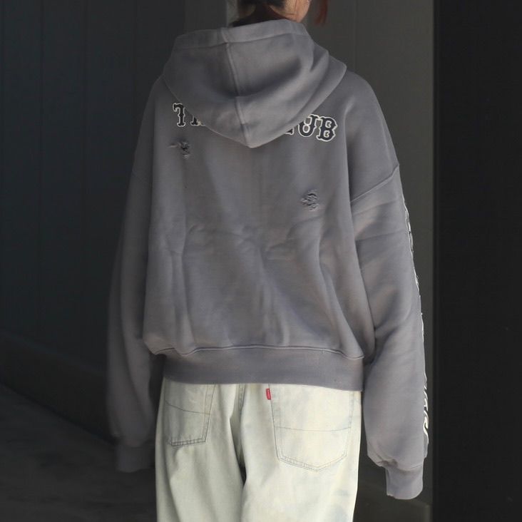 【残り一点】Leather Flame Hooded Zip Up