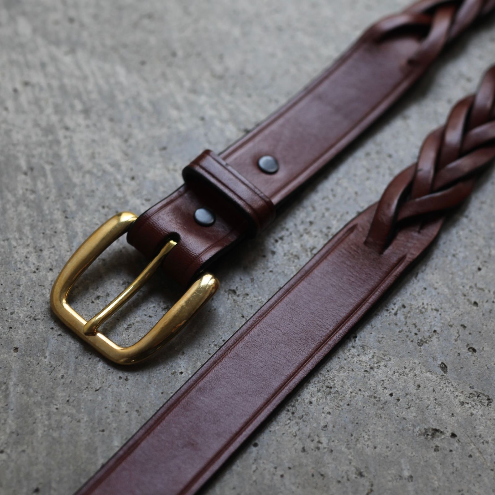 【残り一点】1/4 Long Tip Braided Belt(OAKBARK×BRASS)