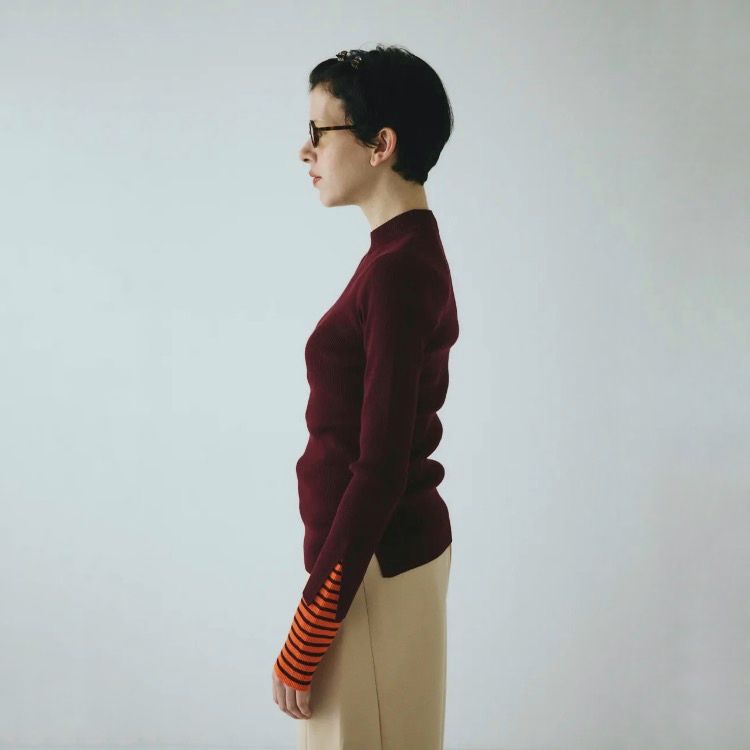 【残り一点】Border Double Cuff Knit Top