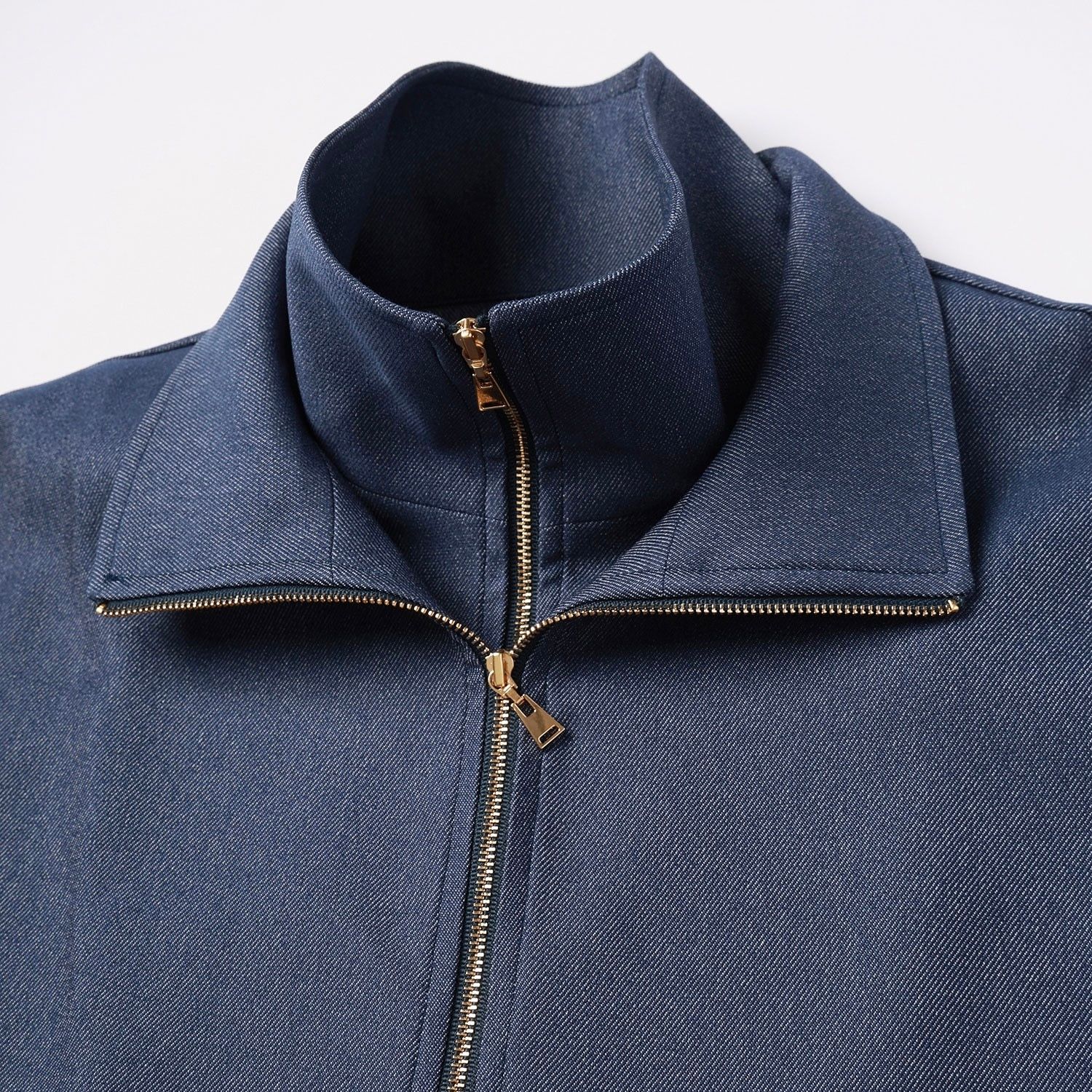 【残り一点】Faux Denim Layered Stand Collar Pullover