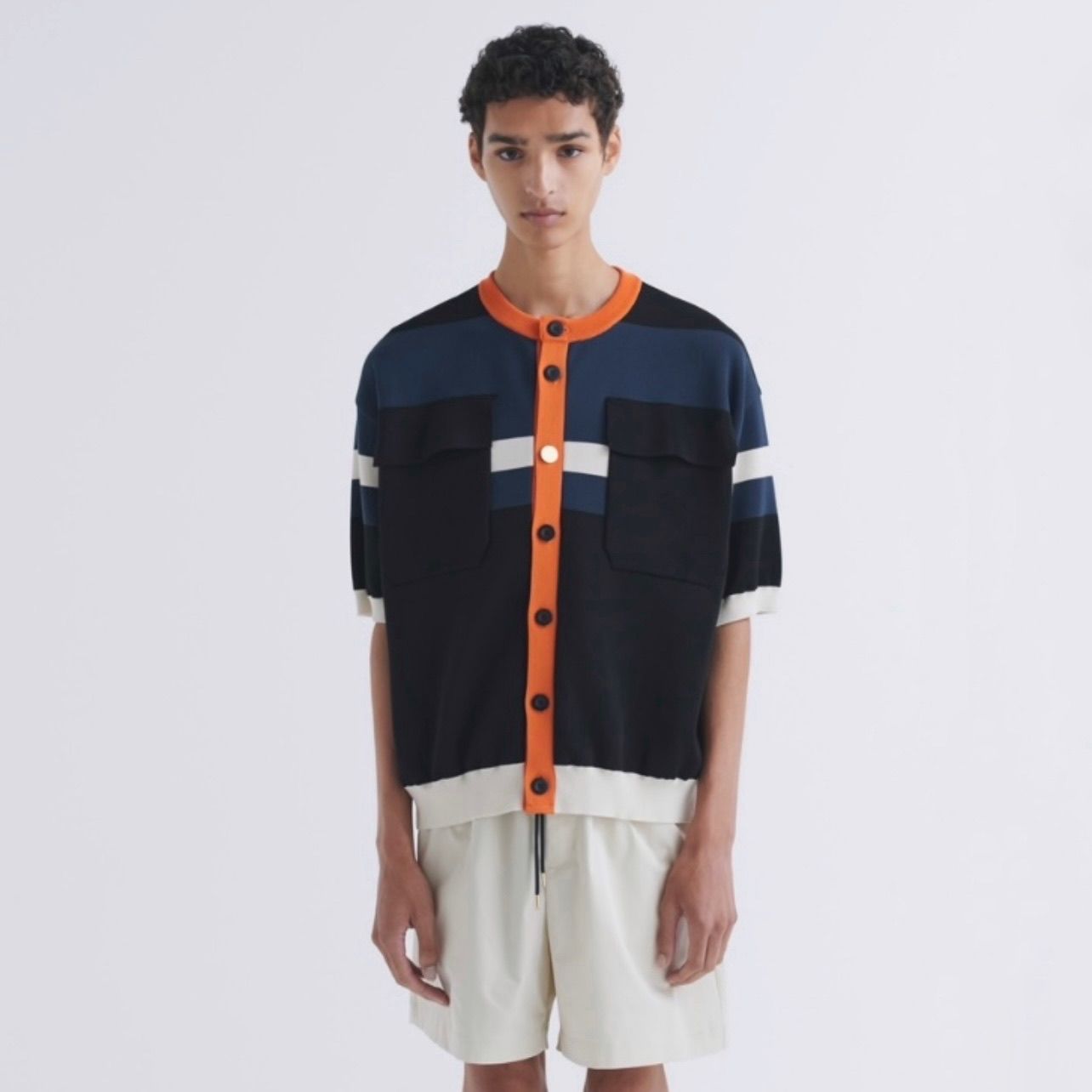 CULLNI - 【残り一点】Collarless Buttoned Short Sleeve Knit CULLNI - 【残り一点】Collarless Buttoned Short Sleeve Knit