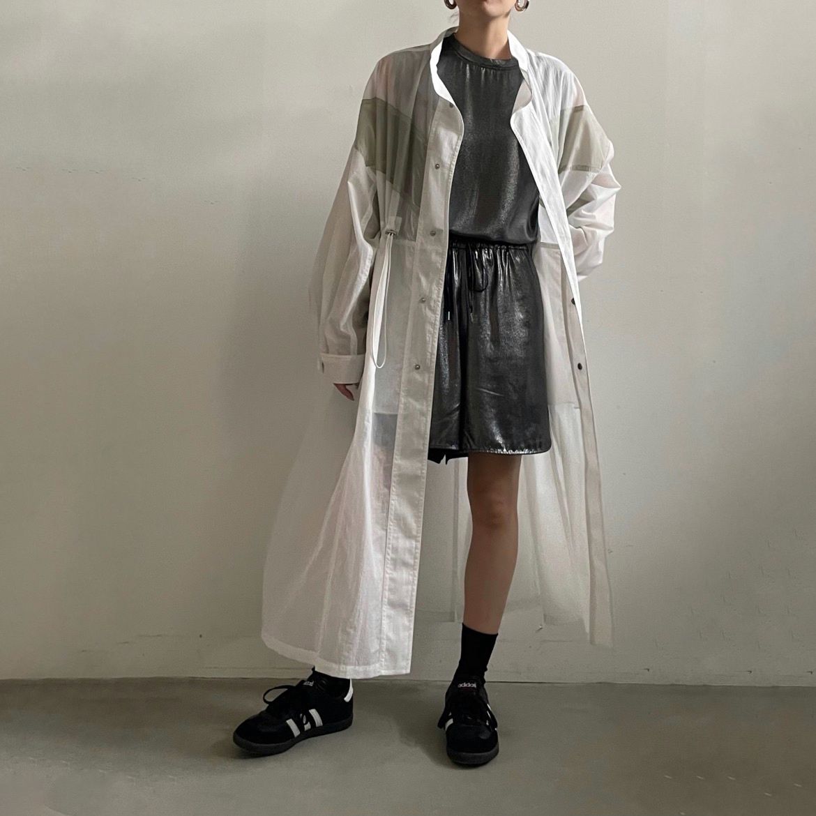 【残り一点】Sheer Drawstring Over Coat
